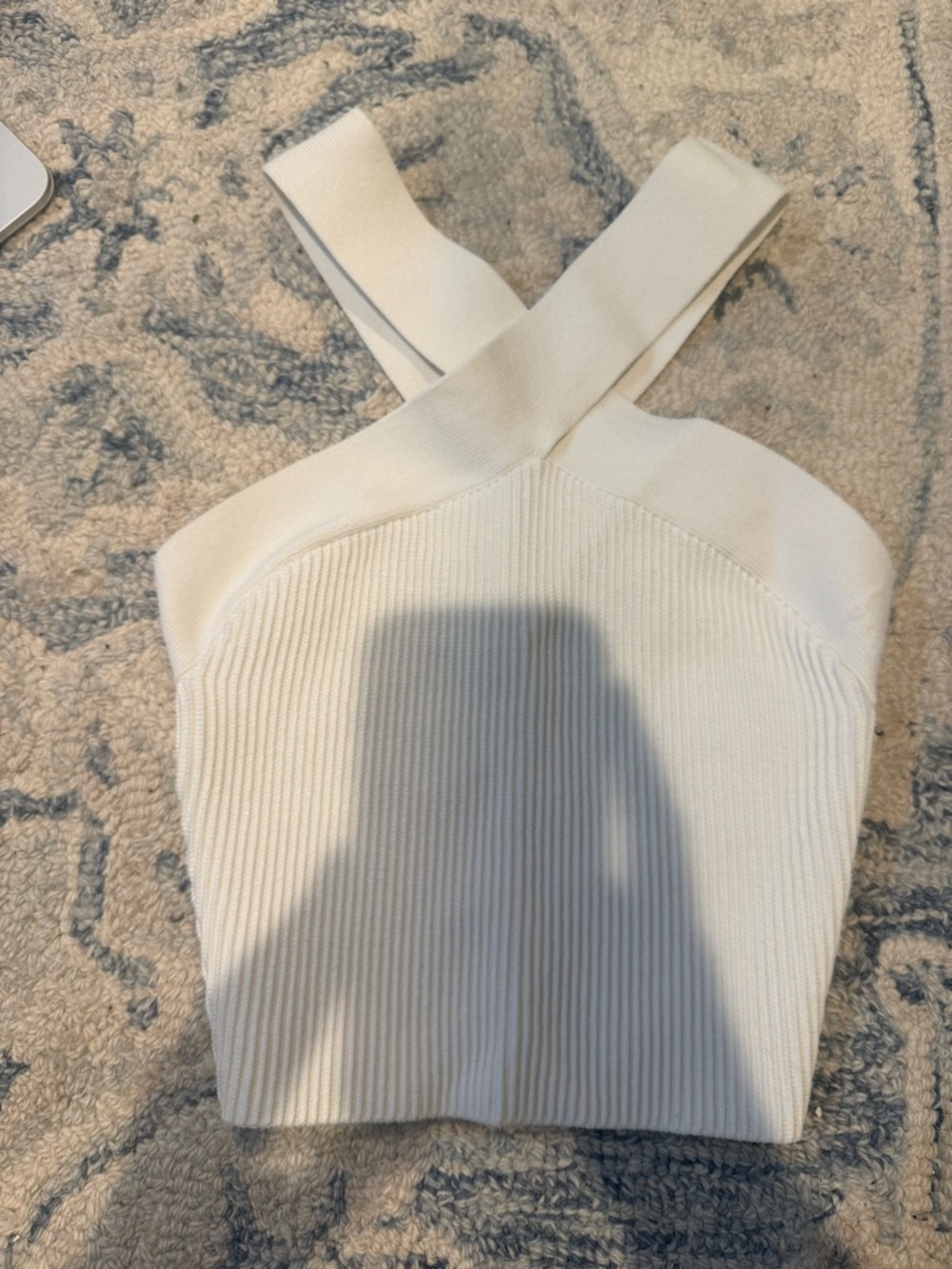 Babaton White Ribbed Crossback Tank